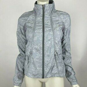 Lululemon Run Travel to Track‎ Jacket Floral Jacquard Fossil Gray Lined Women 4